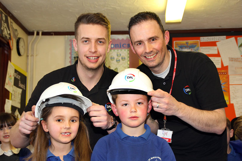 image of men showing children fire safety Protect & Detect